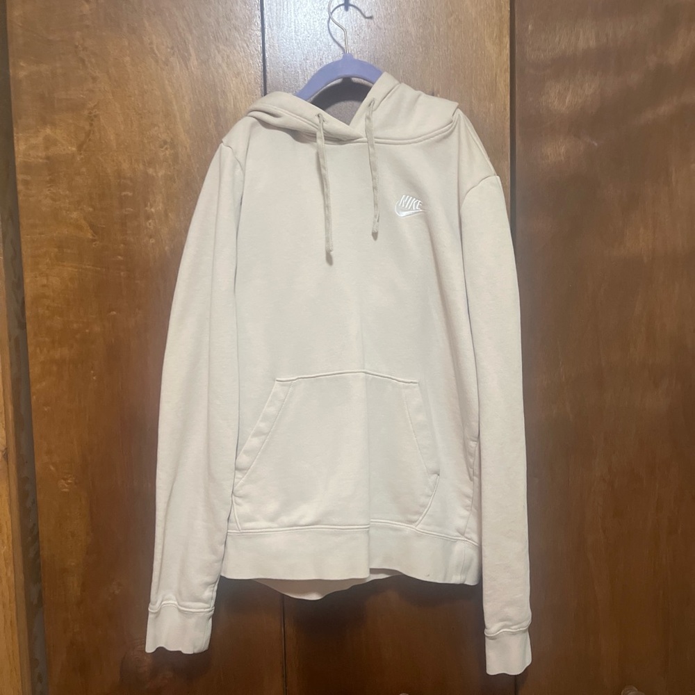 Nike Cream/Tan Pullover Hoodie with Small White Logo